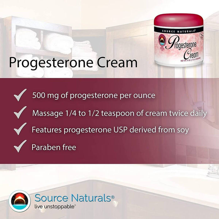 Source Naturals Progesterone Cream 4oz - Menopause at MySupplementShop by Source Naturals