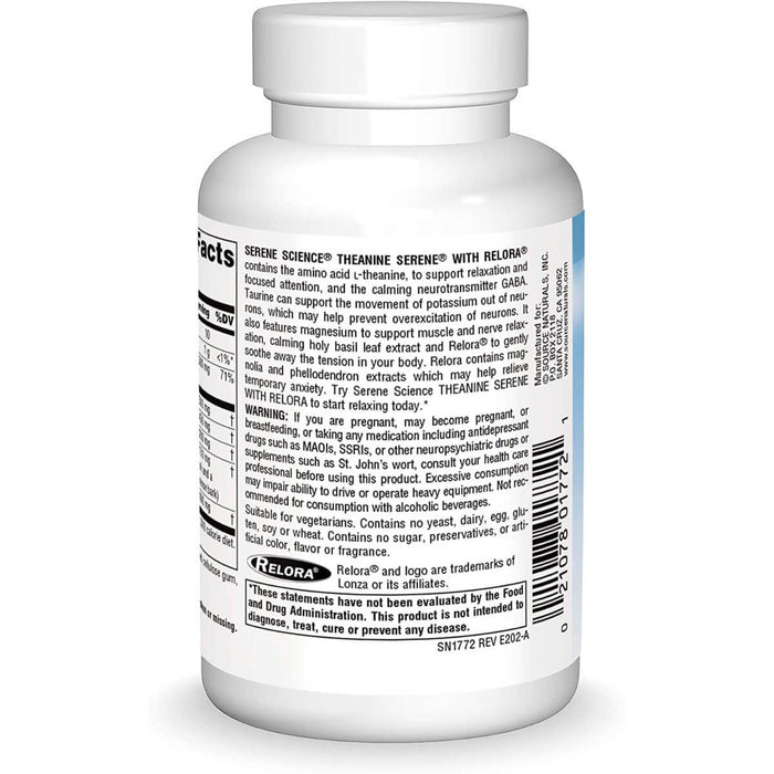 Source Naturals Theanine Serene with Relora 60 Tablets - Brain & Memory at MySupplementShop by Source Naturals