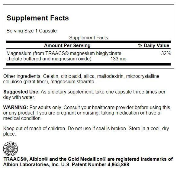 Swanson Albion Magnesium 133 mg 90 Capsules - Vitamins & Minerals at MySupplementShop by Swanson