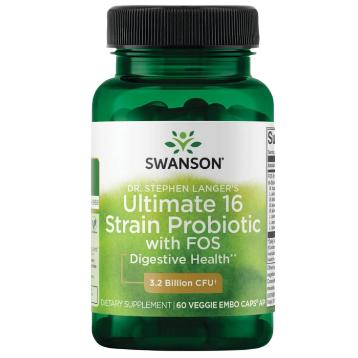 Swanson Dr. Stephen Langer's Ultimate 16 Strain Probiotic with Fos 3.2 Billion CFU 60 Vegetarian Capsules