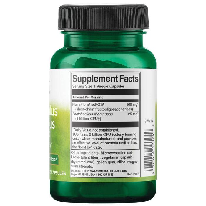 Swanson Lactobacillus Rhamnosus with FOS 5 Billion CFU 60 Vegetarian Capsules - Health and Wellbeing at MySupplementShop by Swanson