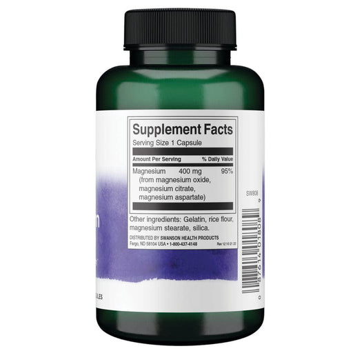 Swanson Triple Magnesium Complex 400 mg 100 Capsules - Vitamins & Minerals at MySupplementShop by Swanson