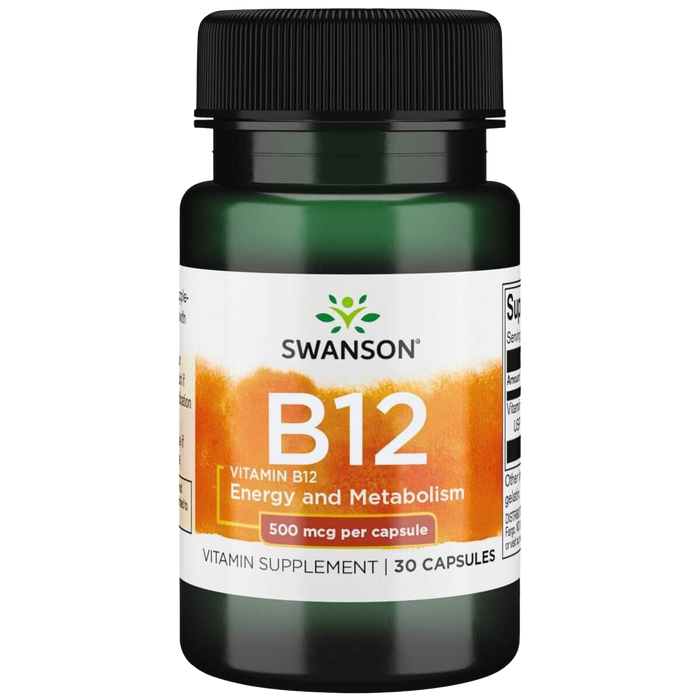 Swanson Vitamin B12 Cyanocobalamin 500 mcg 30 Capsules