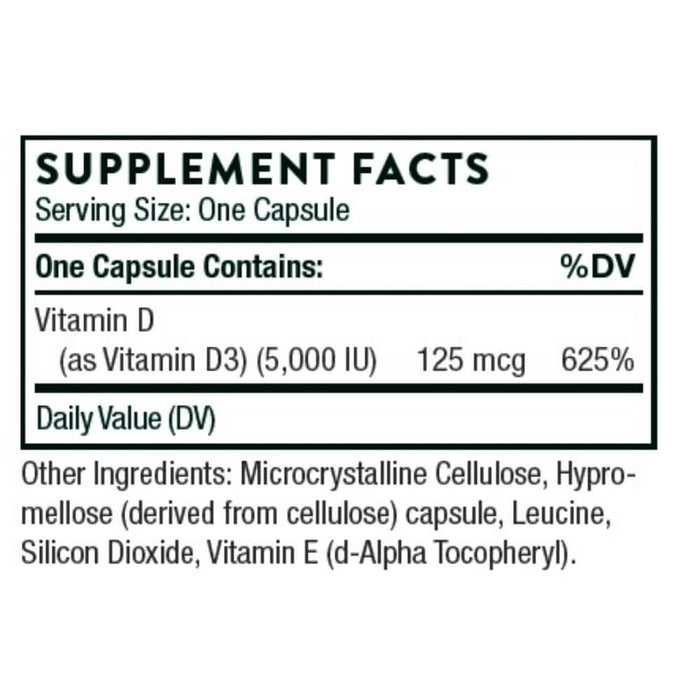 Thorne Research Vitamin D-5000 60 Capsules - Immune Support at MySupplementShop by Thorne