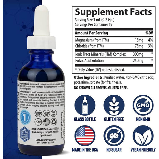 Trace Minerals Ionic Fulvic Acid 250mg 2 fl oz (59ml) - Vitamins & Minerals at MySupplementShop by Trace Minerals