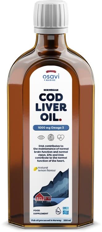 Osavi Norwegian Cod Liver Oil, 1000mg Omega 3 (Lemon) - 250 ml. - Health and Wellbeing at MySupplementShop by Osavi