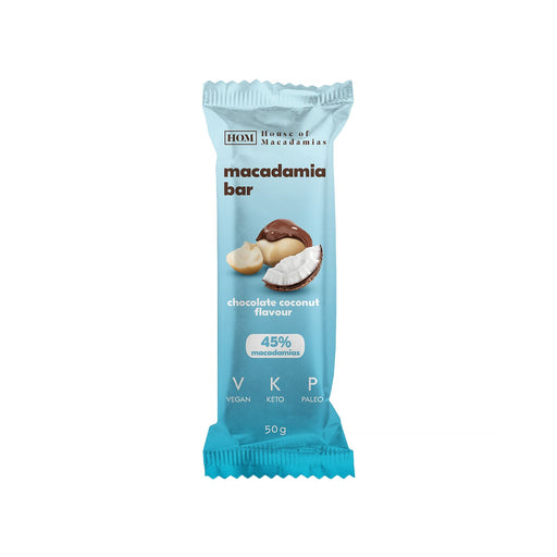 House Of Macadamia Bar 12x50g Chocolate Coconut - Sports & Nutrition at MySupplementShop by House Of Macadamia