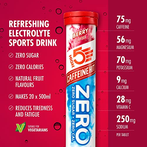 HIGH5 ZERO Caffeine Hit Electrolyte Hydration Tablets Added Vitamin C (Berry 8x20 Tablets) - Sports Nutrition at MySupplementShop by HIGH5