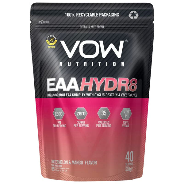 Vow EAA Hydr8 - Essential Amino Acids Electrolytes BCAAs Cyclic Dextrin Intra Workout Drink Informed Sports (Watermelon and Mango) - Sports Nutrition at MySupplementShop by VOW Nutrition