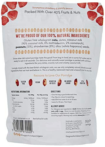 The Great British Porridge Co Porridge 385g Strawberry & Peanut Butter - Sports Nutrition at MySupplementShop by The Great British Porridge Co