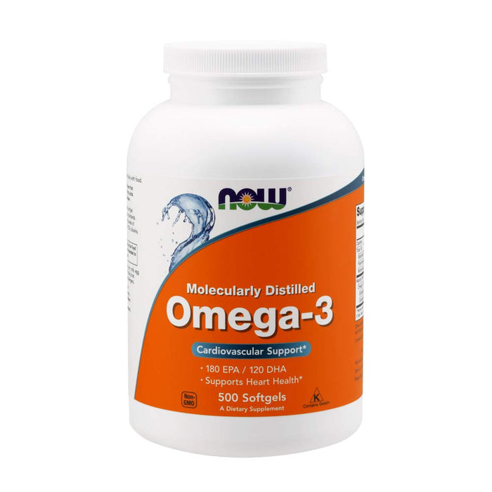 NOW Foods Omega-3 Molecularly Distilled - 500 softgels - Health and Wellbeing at MySupplementShop by NOW Foods