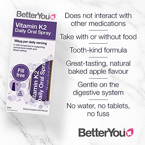 BetterYou Vitamin K2 Oral Spray - Bone Health, 25ml, Palm Oil Free - Vitamins & Minerals at MySupplementShop by BetterYou