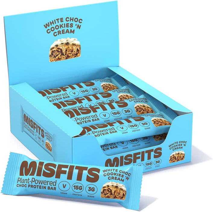 Misfits Vegan Protein Bar 12 x 45g - Cookies and Cream - Health & Beauty > Health Care > Fitness & Nutrition > Vitamins & Supplements at MySupplementShop by Misfits