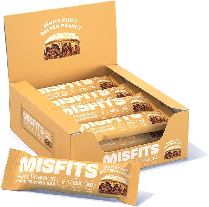 Misfits Vegan Protein Bar 12 x 45g - White Chocolate Salted Peanut - Health & Beauty > Health Care > Fitness & Nutrition > Vitamins & Supplements at MySupplementShop by Misfits