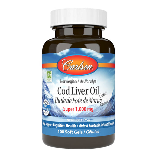 Carlson Labs Wild Norwegian Cod Liver Oil Gems, 1000mg - 100 softgels - Omegas, EFAs, CLA, Oils at MySupplementShop by Carlson Labs