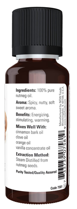 NOW Foods Essential Oil, Nutmeg Oil - 30 ml. - Health and Wellbeing at MySupplementShop by NOW Foods