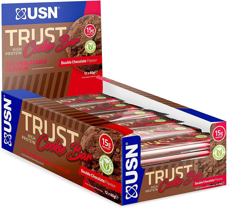 USN Trust Cookie Bar 12 x 60g - Double Chocolate - Health & Beauty > Health Care > Fitness & Nutrition > Vitamins & Supplements at MySupplementShop by USN