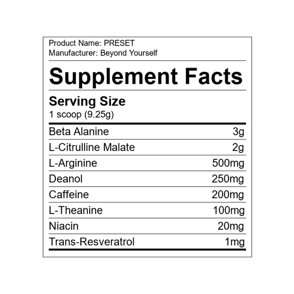 Beyond Yourself PreSET 277.5g - Sports Supplements at MySupplementShop by Beyond Yourself