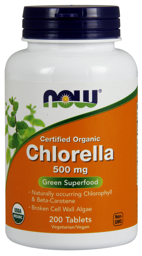 NOW Foods Chlorella, 500mg Organic - 200 tabs - Health and Wellbeing at MySupplementShop by NOW Foods