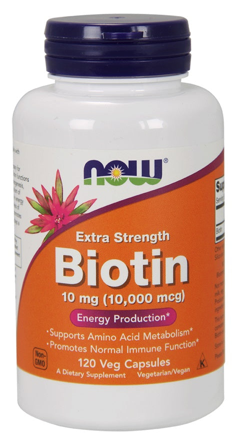 NOW Foods Biotin, 10mg Extra Strength - 120 vcaps - Vitamins & Minerals at MySupplementShop by NOW Foods