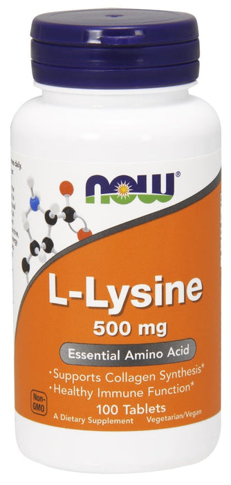 NOW Foods L-Lysine, 500mg - 100 tablets - Amino Acids and BCAAs at MySupplementShop by NOW Foods