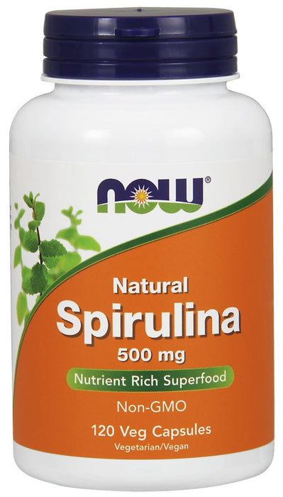 NOW Foods Spirulina - Natural, 500mg - 120 vcaps - Health and Wellbeing at MySupplementShop by NOW Foods