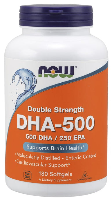 NOW Foods DHA-500, 500 DHA / 250 EPA - 180 softgels - Omegas, EFAs, CLA, Oils at MySupplementShop by NOW Foods