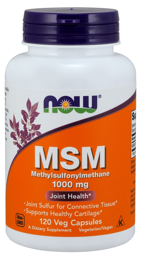 NOW Foods MSM Methylsulphonylmethane, 1000mg - 120 vcaps - Joint Support at MySupplementShop by NOW Foods