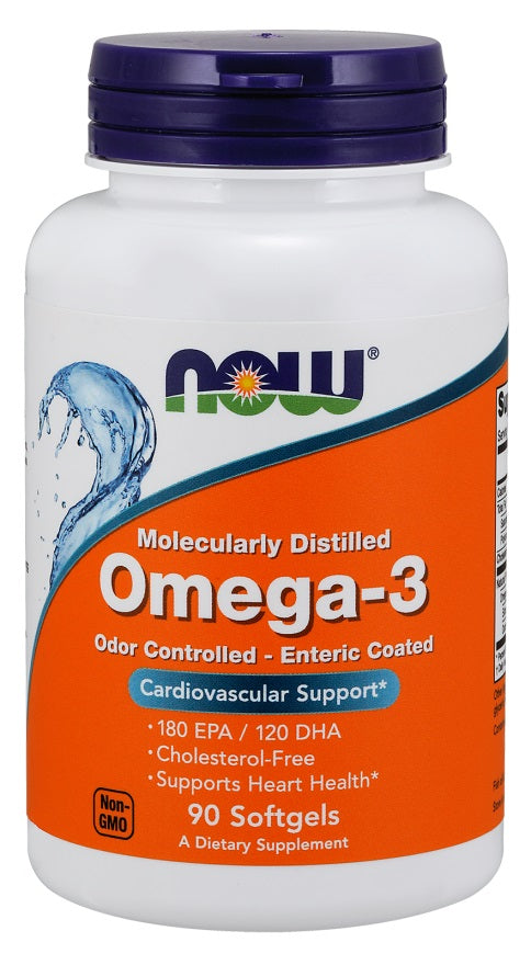 NOW Foods Omega-3 Enteric Coated - 90 softgels - Omegas, EFAs, CLA, Oils at MySupplementShop by NOW Foods