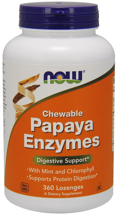 NOW Foods Papaya Enzyme, Chewable - 360 lozenges - Health and Wellbeing at MySupplementShop by NOW Foods