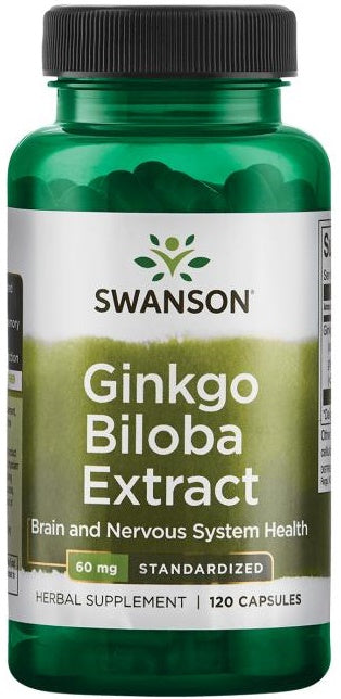 Swanson Ginkgo Biloba Extract 24%, 60mg - 120 caps - Health and Wellbeing at MySupplementShop by Swanson