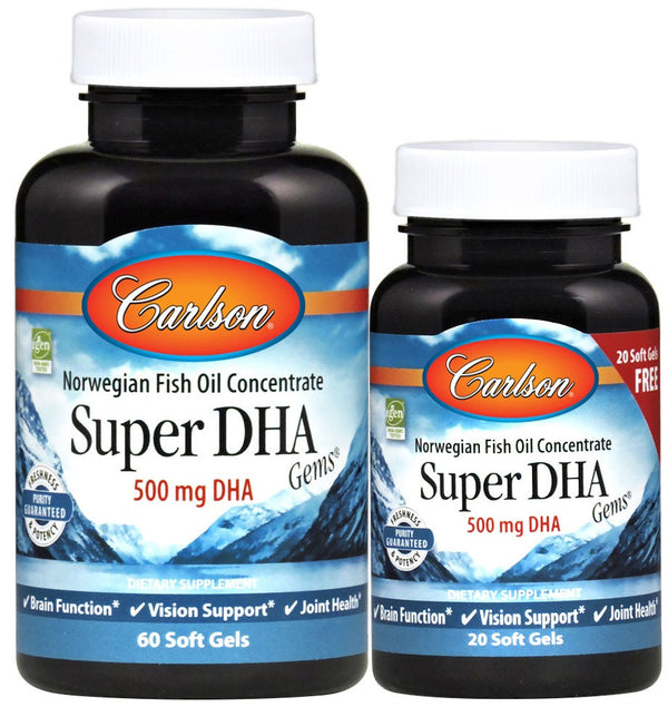 Carlson Labs Super DHA Gems, 500mg - 60 + 20 softgels - DHA at MySupplementShop by Carlson Labs