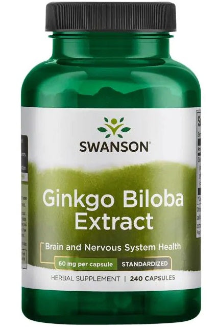 Swanson Ginkgo Biloba Extract 24%, 60mg - 240 caps - Health and Wellbeing at MySupplementShop by Swanson