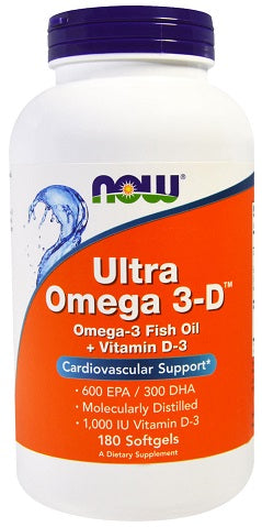 NOW Foods Ultra Omega 3-D with Vitamin D-3 - 180 softgels - Omegas, EFAs, CLA, Oils at MySupplementShop by NOW Foods