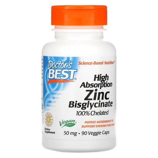 Doctor's Best High Absorption Zinc Bisglycinate, 50mg - 90 vcaps - Vitamins & Minerals at MySupplementShop by Doctor's Best