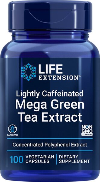 Life Extension Lightly Caffeinated Mega Green Tea Extract - 100 vcaps - Health and Wellbeing at MySupplementShop by Life Extension