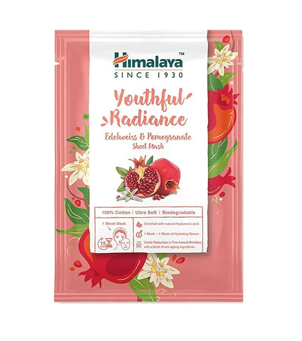 Himalaya Youthful Radiance Edelweiss & Pomegranate Sheet Mask - 30 ml. - Health and Wellbeing at MySupplementShop by Himalaya